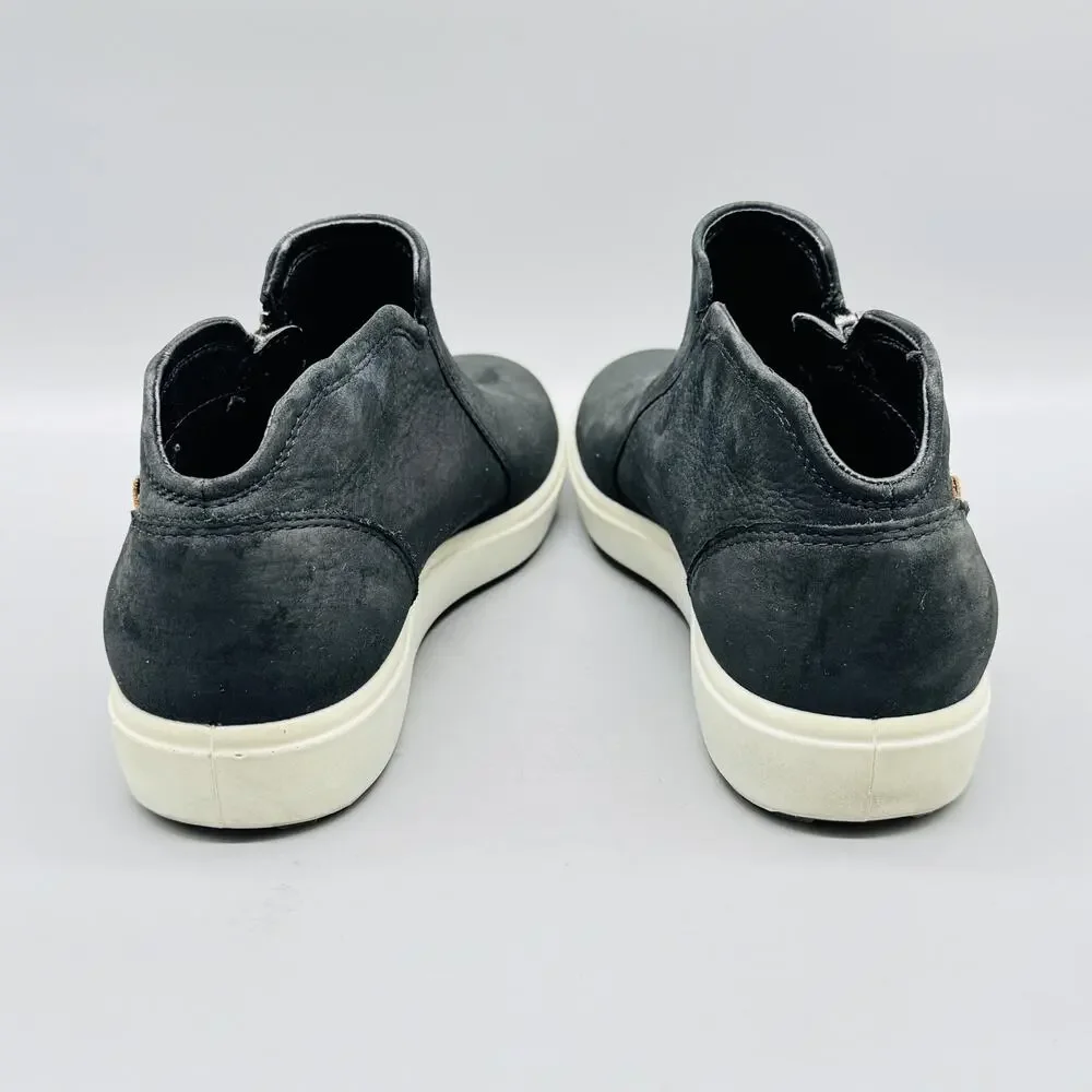 Ecco Shoes Womens 7.5 Black Nubuck Soft 7 Ankle Low Sneaker Boots Zip Comfort